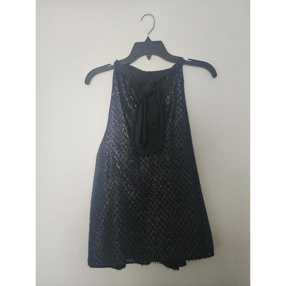 1 State Sequin Halter Neck Sleeveless Top with Tie Back Details Size M